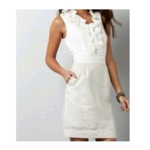 LOFT White Ruffle Dress